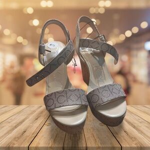 Calvin Klein Taupe Wedge Sandals